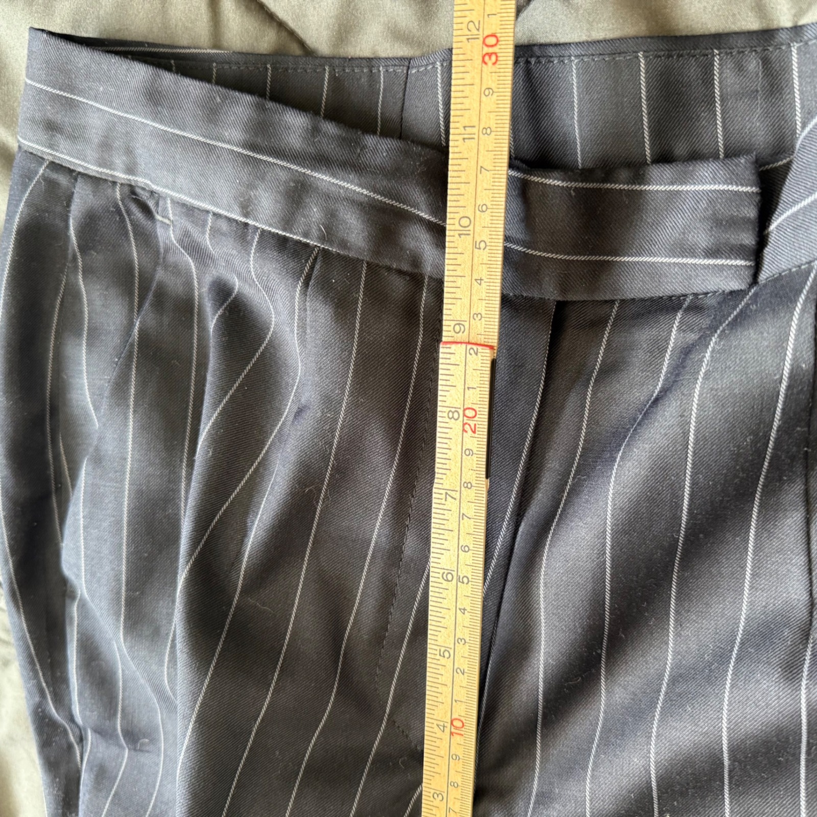Effie Kats Zac Trousers Womens 28 Black Pinstripe Wool Tailored Good Vintage — image 8 of 8
